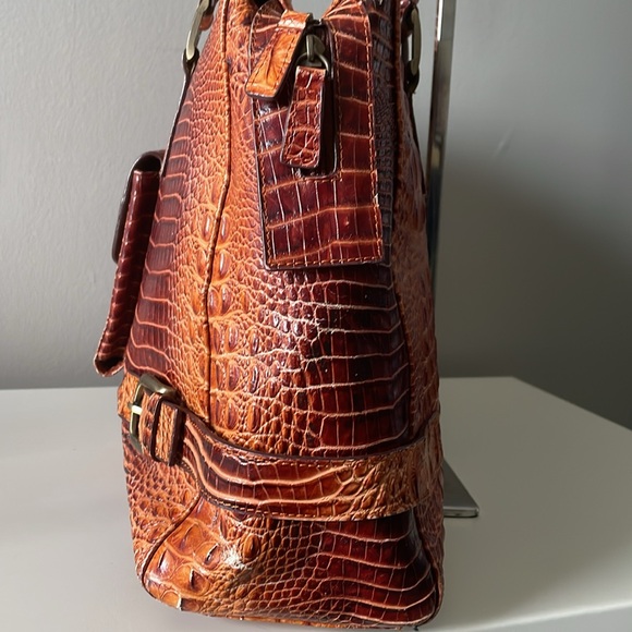 CHARLIE LAPSON Croc Embossed Brief Business Bag - Picture 2 of 10